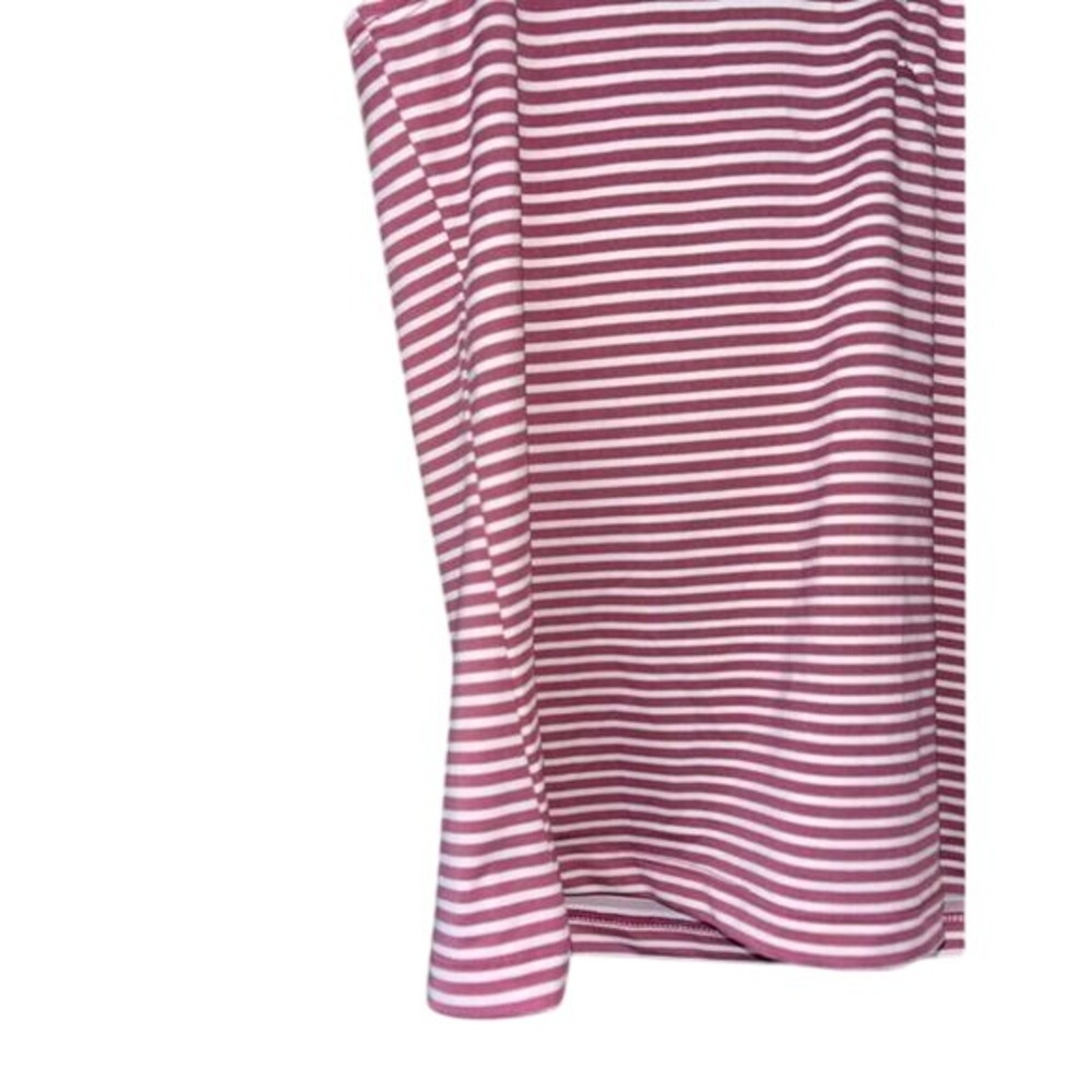 Pink Striped Sleeveless Golf Polo Top UPF50 Moisture Wicking Athletic Shirt A34 - Picture 5 of 8
